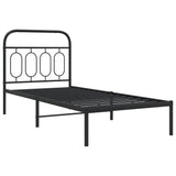 Metal Bed Frame without Mattress with Headboard Black 90x190cm 377109