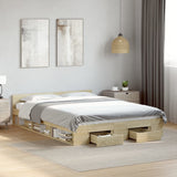 Bed Frame with Drawers without Mattress Sonoma Oak 120x200 cm 3280757