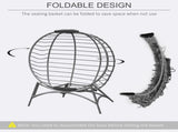 Folding Rattan Egg Chair, Freestanding Basket Chair with Cushion, Bottle Holder Bag for Outdoor or T3398P314720