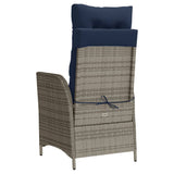 Reclining Garden Chairs 2 pcs with Cushions Grey Poly Rattan 365271