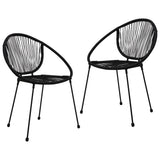 Dining Set Black PVC rattan, powder-coated steel, glass 3-piece 3060225
