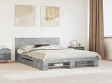 Bed Frame Concrete Grey 140 x 200 cm Engineered Wood 3408763