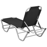 Sun Lounger Black and silver Aluminium, Textilene Standard 310525