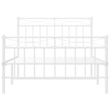 Metal Bed Frame without Mattress with Footboard White 107x203cm 373754