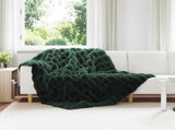 Anti-Slip Faux Rabbit Fur Blanket Olite Dark Green 150 x 220 cm 42021818