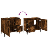 Bathroom Cabinet Smoked Oak 65x33x60 cm Engineered Wood 819833