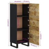 Highboard with 3 Doors 40x33x110 cm Solid Wood Mango&Iron 352929