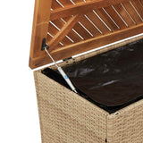 Garden Storage Box Beige 220x50x54 cm Poly Rattan Acacia Wood 365960