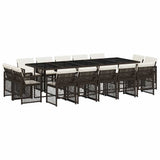 15 Piece Garden Dining Set with Cushions Brown Poly Rattan 3210873