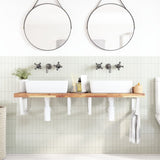 Basin Shelf Wall Mounted Steel and Solid Wood Acacia 3302818