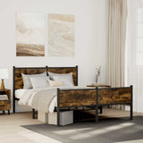 Metal Bed Frame without Mattress Smoked Oak 140x200 cm 4007851