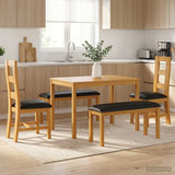 Dining Set 5 pcs Black Solid Oak Wood 3430289