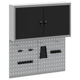Tool Cabinet Set with Shelf 3 pcs Black Powder-Coated Steel 3321398
