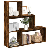 Room Divider Bookcase 3-Tier Smoked Oak 123x29x123 cm Engineered Wood 857989