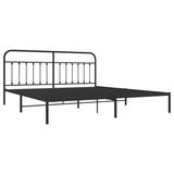 Bed Frame Black Powder-Coated Steel Double Industrial Bed Frame 352585