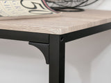 3 Pcs Table Stool Set Industrial Design w/ Metal Frame Oak Tone MDF Panels Minimal Compact Beautiful T3398P328345