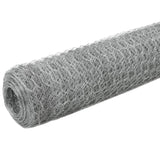 ZNTS Chicken Wire Fence Galvanised Steel 25x1.2 m Silver 143332
