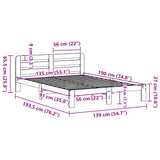 Bed Frame without Mattress Wax Brown 135x190 cm Double Solid Wood Pine 855575