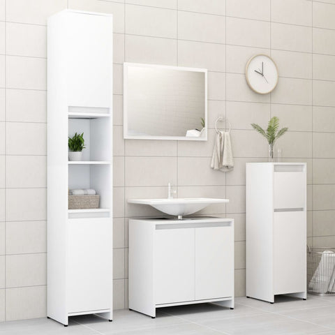 4 Piece Bathroom Furniture Set White Engineered Wood 3056889