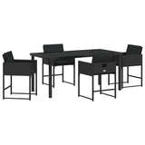 Garden Dining Set with Cushion 5 pcs Black Poly Rattan 3380010