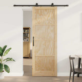 Sliding Door Natural and Black 83 x 232 cm Solid Pine Wood 3333340