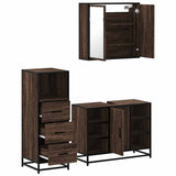 3 Piece Bathroom Furniture Set Brown Oak Engineered Wood 3301034