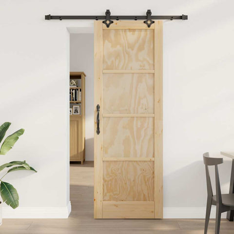 Sliding Door Set Manual Natural and black 73.5 x 211 cm 3333608