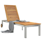 Sun Lounger Reclining Brown 207 x 58 x 35cm Solid Acacia wood 42006195