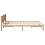 Bed Frame with Headboard Natural 120 x 190 cm Solid Pine Wood 873283