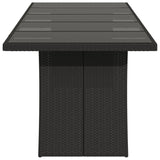 Garden Table Black PE rattan, powder-coated steel, tempered glass 365597