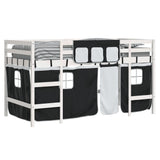 Kids' Loft Bed with Curtains without Mattress White&Black 80x200cm 3206958
