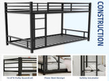 Black metal bunk bed for both adults and children, with safety railing and ladder, mattress size W3987P434167