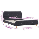 Bed Frame Dark Grey Iron, Wood, Polyester Fabric 135x190 cm 281098