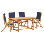 ZNTS 5 Piece Garden Dining Set Solid Wood Acacia and Textilene 3279310