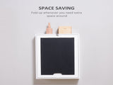 Folding Wall-Mounted Drop-Leaf Table, Convertible Wall Table With Chalkboard and Storage Shelf, T3398P329947
