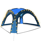 Party Tent with LED and 4 Sidewalls 3.6x3.6x2.3 m Blue 92236