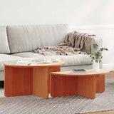 Coffee Table 2 pcs Wax Brown Solid pine wood 873537