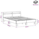 Bed Frame Old Wood 135 x 190 cm Engineered Wood 3446594