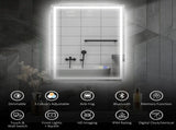 50 x 70 cm Anti-Fog LED Bathroom Mirror, with Bluetooth and Clock - Silver Tone T3398P328148