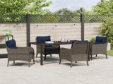 Garden Dining Set with Cushion 5 pcs Grey Poly Rattan 3380193