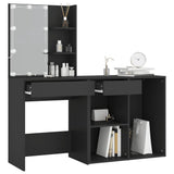 LED Dressing Table with Cabinet Black Engineered Wood 3082018
