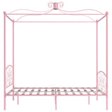 284488 Canopy Bed Frame without Mattress Pink Metal 120x200 cm