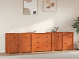 Sideboard with Drawer 5 pcs Wax Brown Solid Pine Wood 3424976