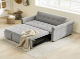 Two-Seater Velvet-Feel Sofa Bed - Grey T3398P424907