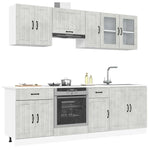 ZNTS 8 Piece Kitchen Cabinet Set Kalmar Concrete Grey Engineered Wood 3314835