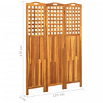 ZNTS 3-Panel Room Divider 121x2x170 cm Solid Acacia Wood 311878