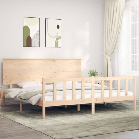 ZNTS Bed Frame without Mattress Super King Size Solid Wood Pine 3193416