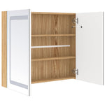 ZNTS LED Bathroom Mirror Cabinet White and Oak 80x12x68 cm 326516