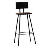 Bar Set Black MDF, Metal, Solid reclaimed wood Large Footrest 3057829