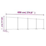 4-Panel Room Divider Black 698x180 cm Fabric 350285
